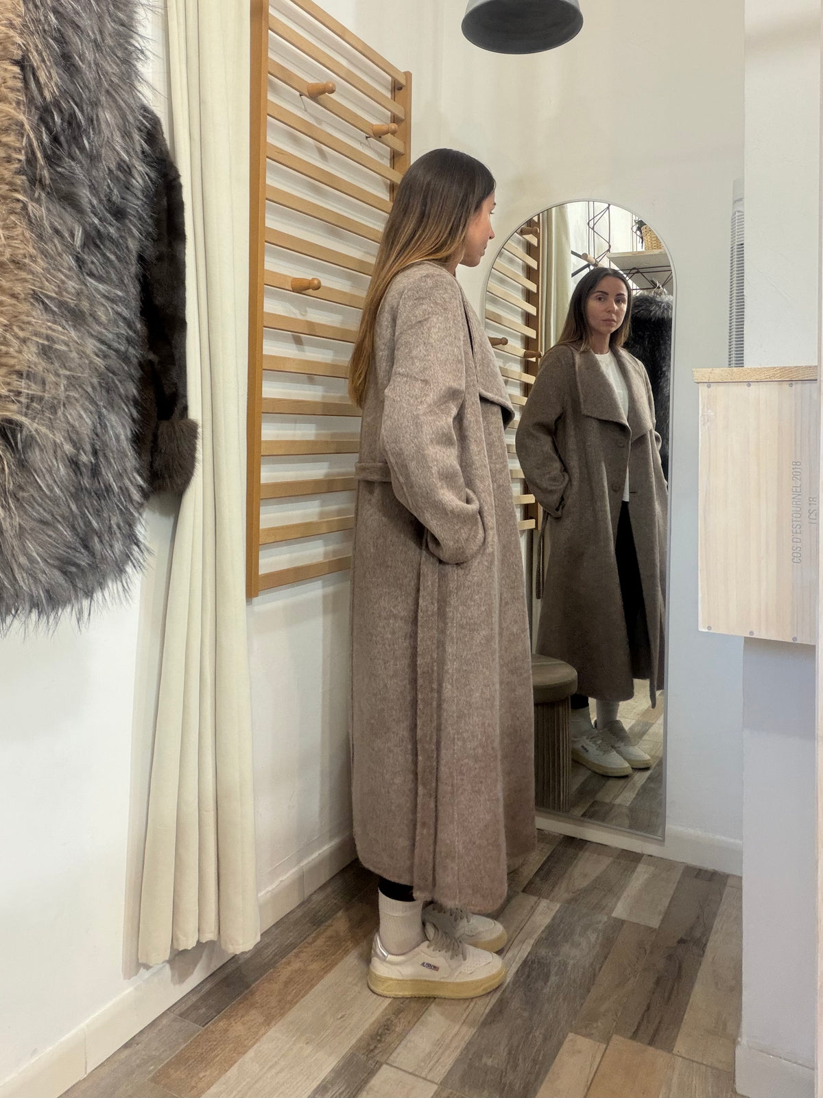 Cappotto in 70% lana Hand made beige