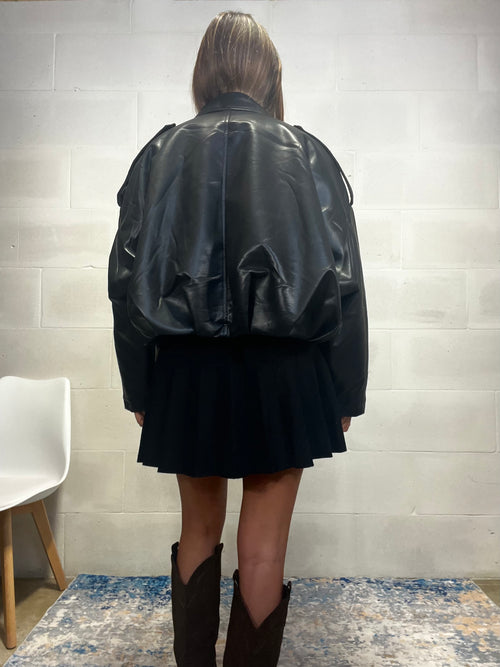 Bomber in ecopelle interno imbottito in ecopelliccia