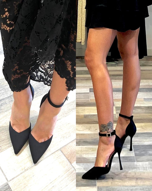 Décolleté in tessuto con bracciale e cinturino