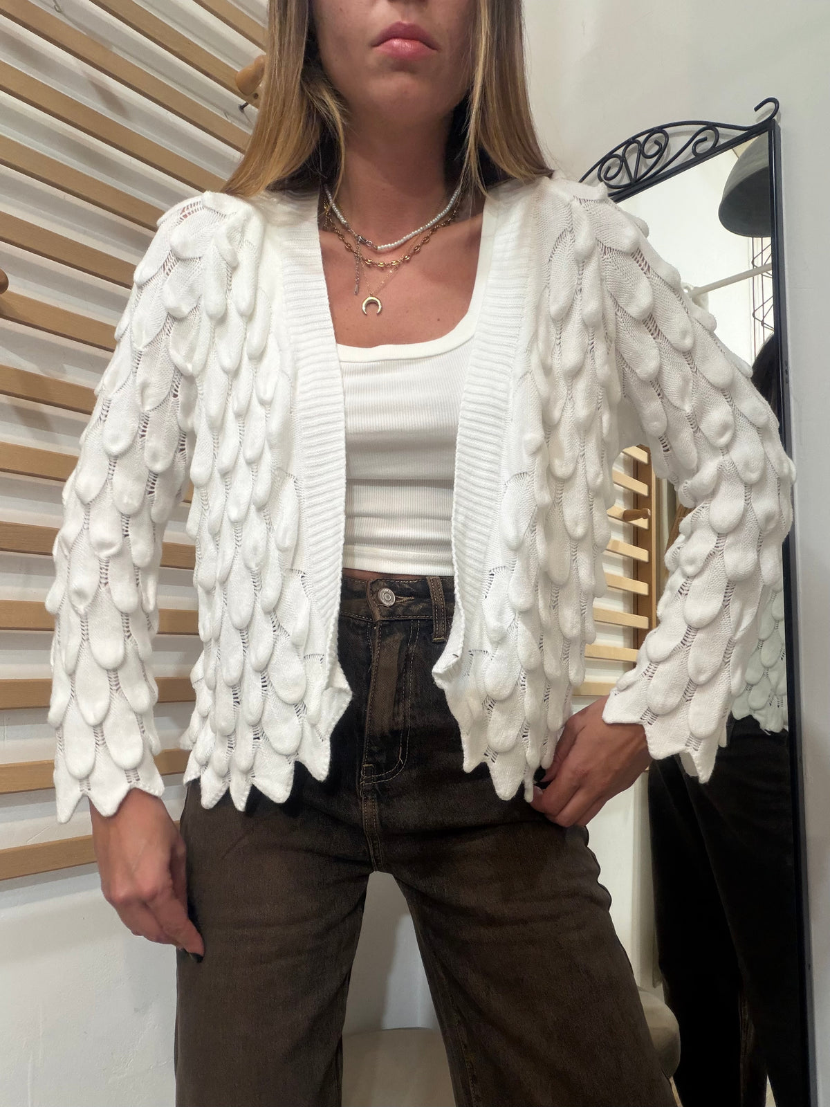 Cardigan Cigno in viscosa bianco