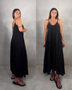 Maxi abito Arzachena in Tencel nero