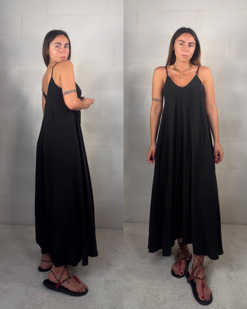 Maxi abito Arzachena in Tencel nero