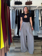 Pantalone sartoriale maxi pence grigio