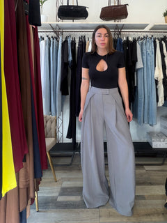 Pantalone sartoriale maxi pence grigio
