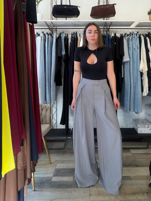 Pantalone sartoriale maxi pence grigio
