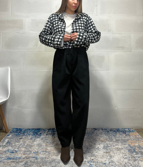 Pantalone baggy in velluto nero