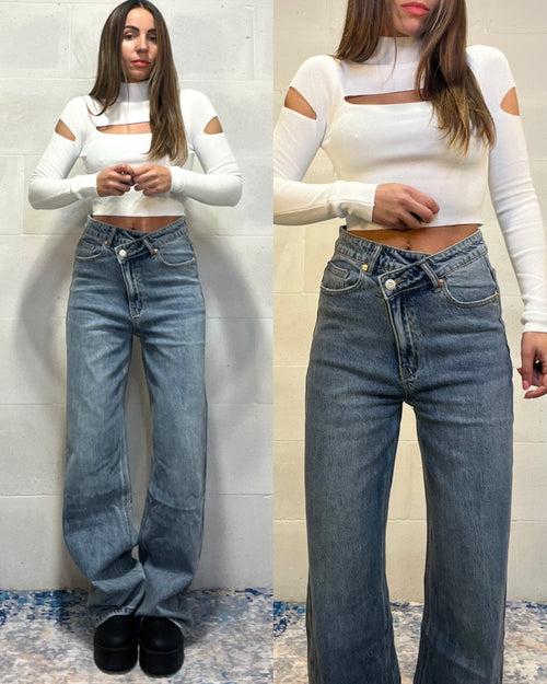 Denim portafoglio lavaggio medio/chiaro sfumato