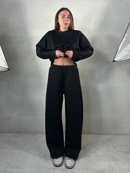 Completo tuta comfy chic baggy in neoprene nero