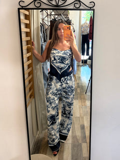 Coordinato satinato Jungle blu