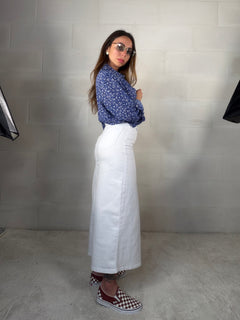 Maxi gonna in denim bianca