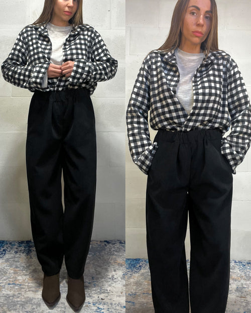 Pantalone baggy in velluto nero