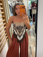 Top satinato bandana marrone