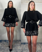 Dress Serafino nero inserti paillettes