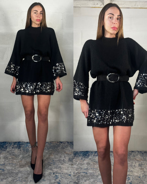 Dress Serafino nero inserti paillettes