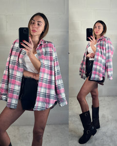 Camicetta in flanella tartan rosa