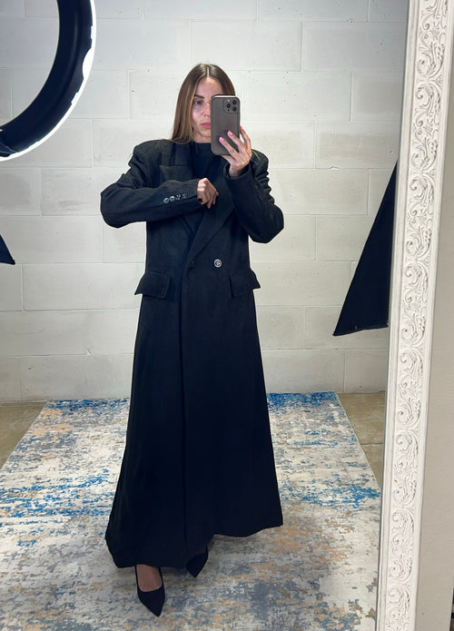 Maxi cappotto sfiancato ultra lungo 50% lana