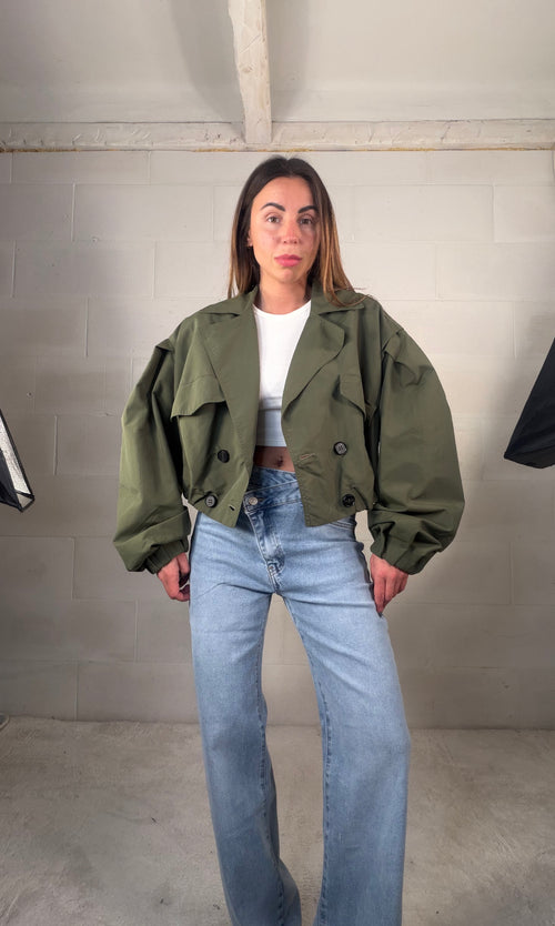 Bomber Trench verde militare foderato