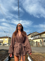 Blazer over scamosciato con cintura Brooklyn