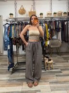 Pantalone 100% lino tortora