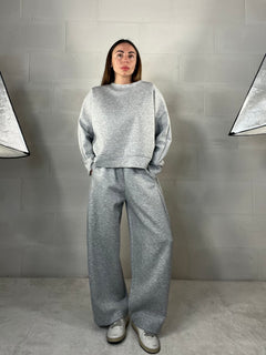 Completo tuta comfy chic baggy in neoprene grigio
