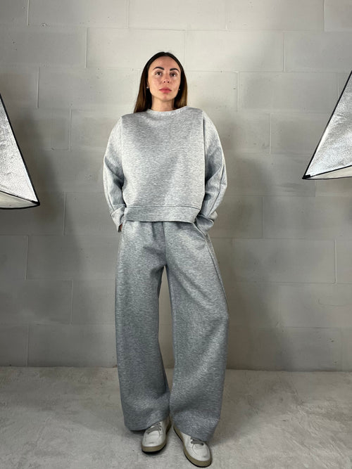 Completo tuta comfy chic baggy in neoprene grigio