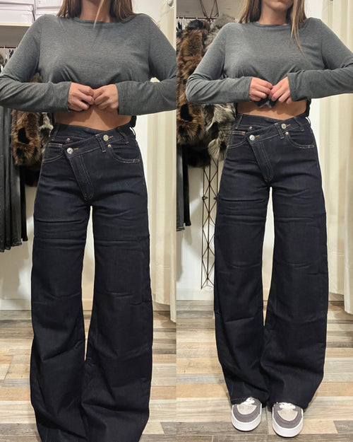 Jeans chiusura portafoglio blu notte
