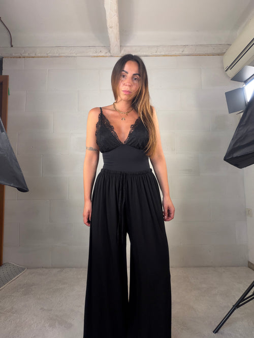 Pantalone in 100% viscosa nero Paris