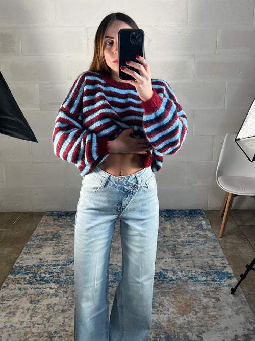 Denim chiaro portafoglio vita media