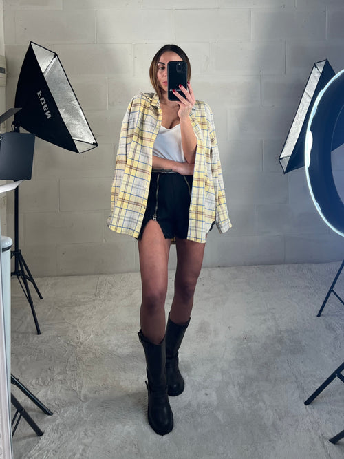 Camicetta in flanella tartan gialla