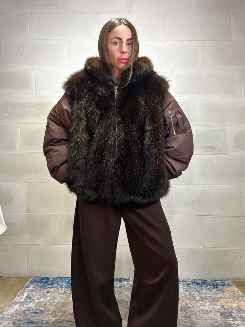 Giaccone Eskimo color castagna inserti ecopelliccia