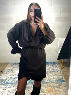 Dress bordi in pizzo marrone