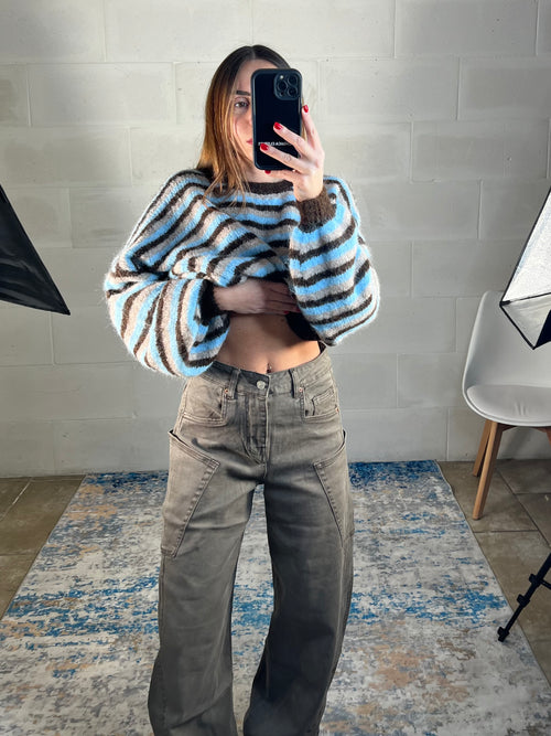 Denim baggy tasconi marrone