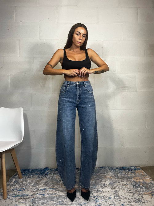 Jeans baggy con punti luce