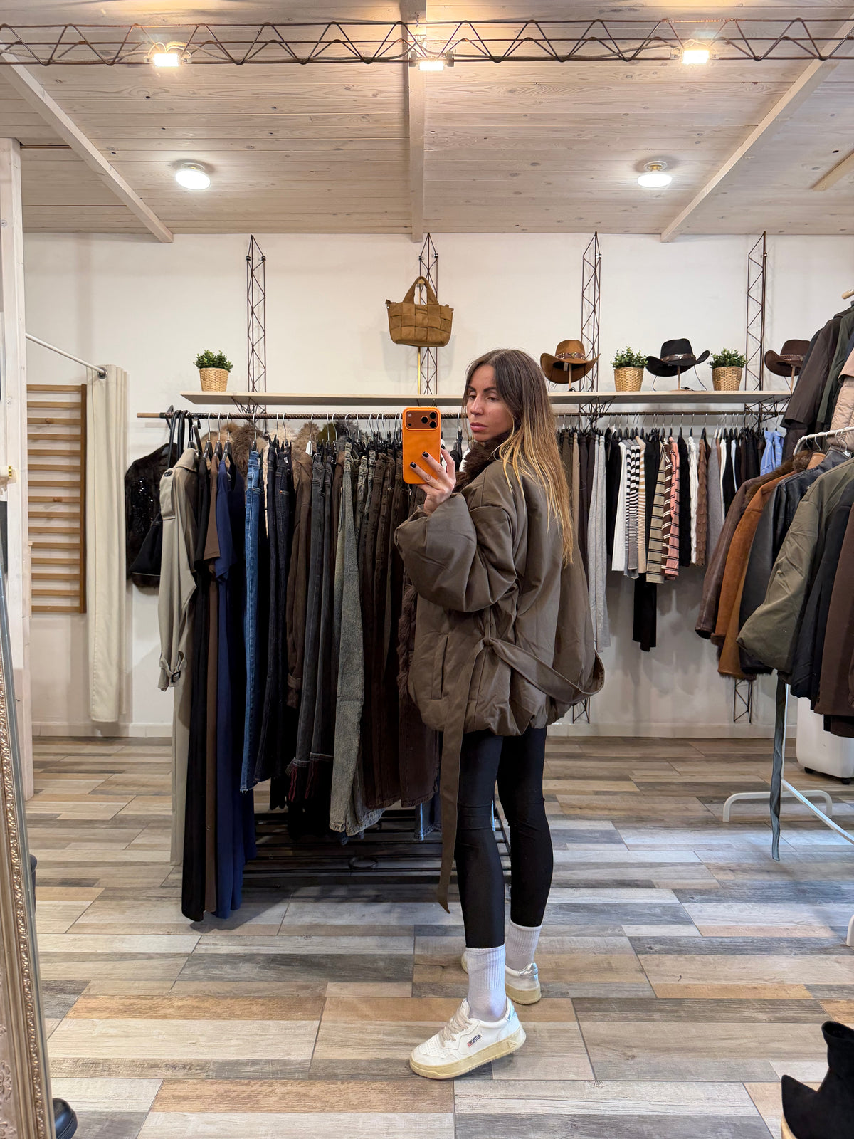 Bomber kimono Cracovia inserti in ecopelliccia con cintura annodabile kaki