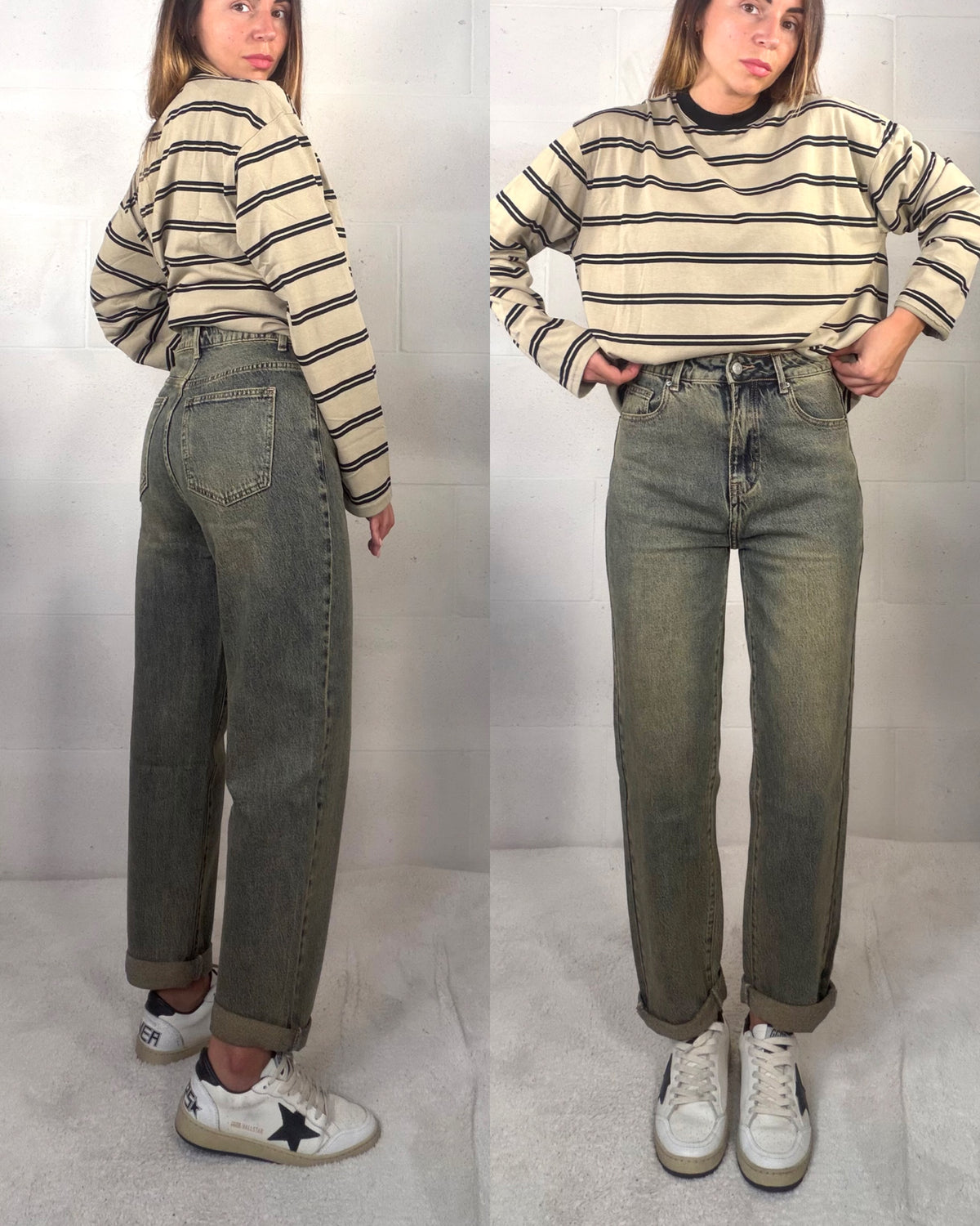 Denim Boy-friend sabbiato