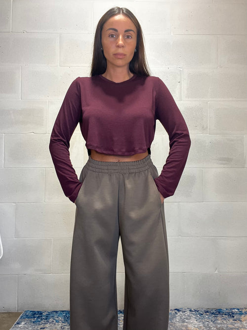 T-shirt crop bordeaux