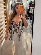 Top Versilia con coppe tramato multicolore