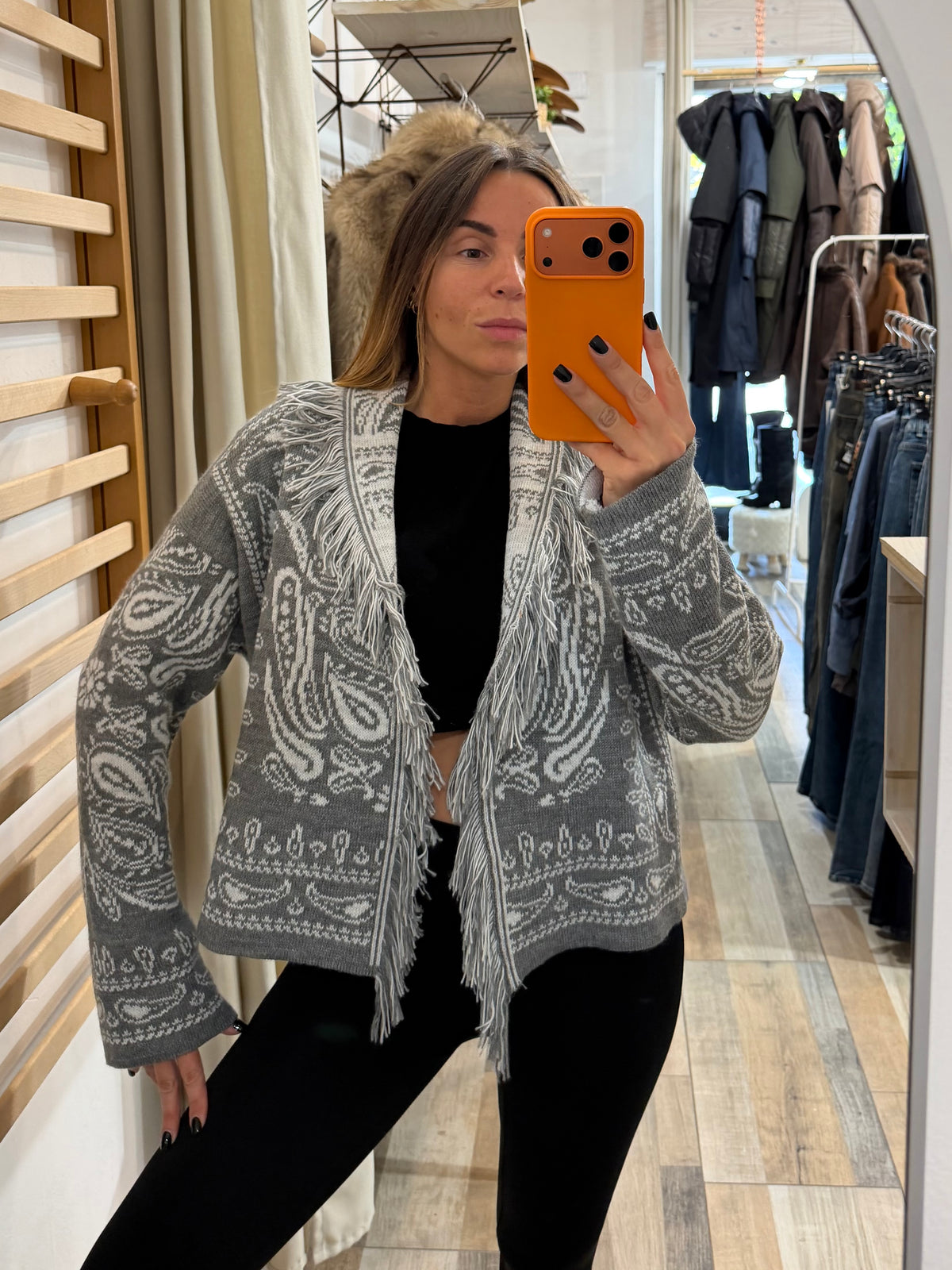 Cardigan bandana grigio