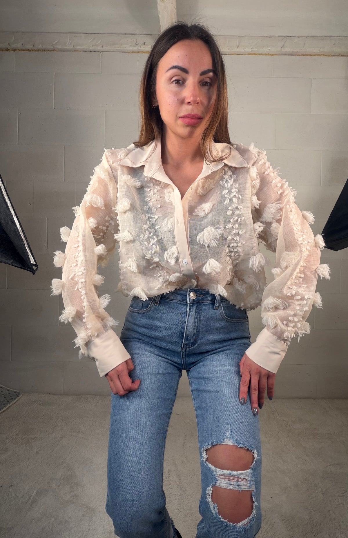 Camicia velata nude con nappe Santorini
