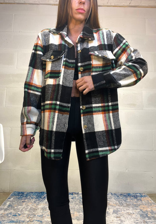 Camicione in panno nero/multicolor