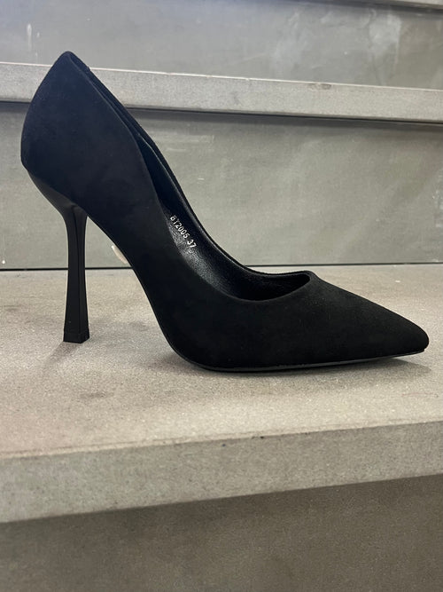 Decolletè classico scamosciato nero tacco 10,5 cm