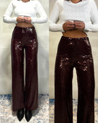 Pantalone di paillettes bordeaux