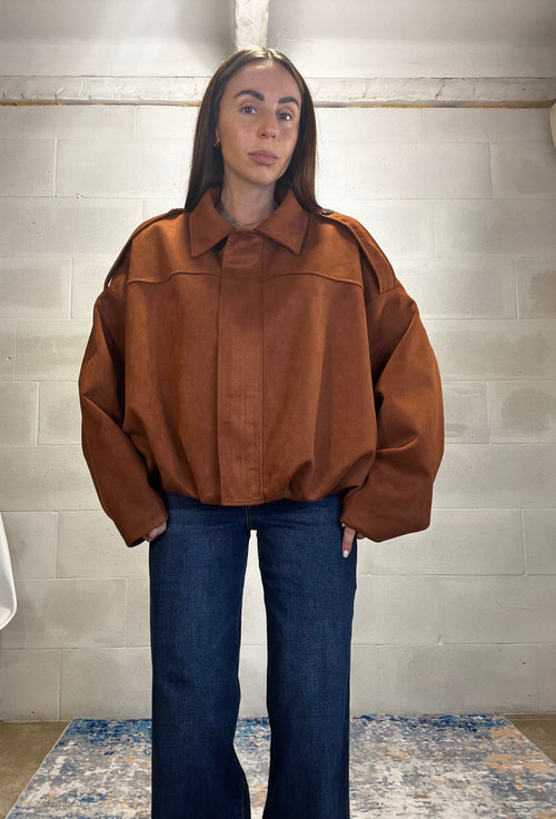 Giacca scamosciata Trend color ruggine foderata