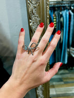 Anello fiocco regolabile argentato