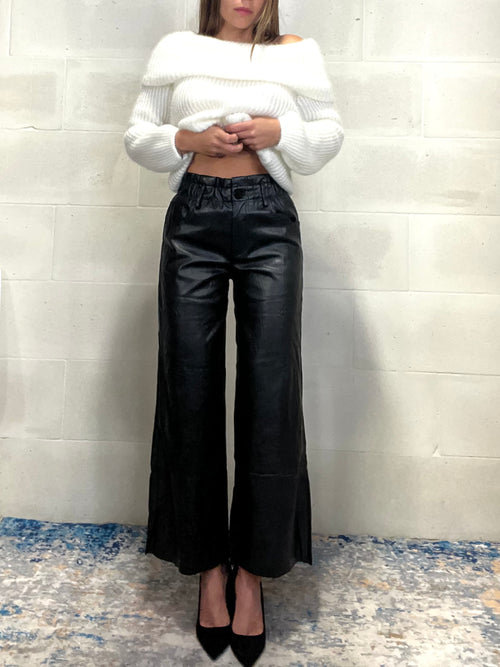 Pantalone in ecopelle a caramella