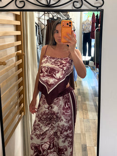 Coordinato satinato Jungle bordeux