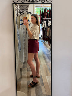 Gonna pantaloncino effetto pareo bordeux