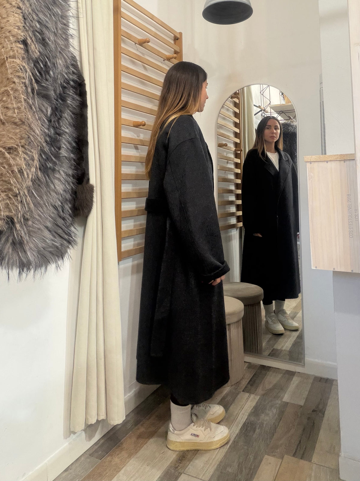 Cappotto oversize in 50% lana nero