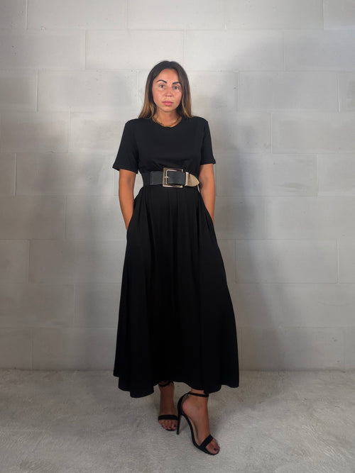Maxi abito t-shirt in viscosa “per tutte le taglie” nero