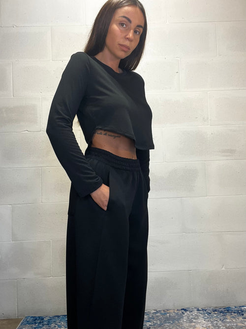 T-shirt crop nera